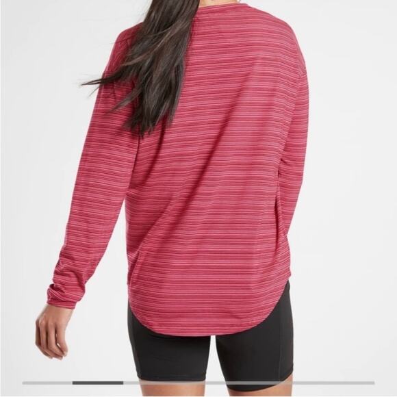 Athleta Cloudlight Stratus Striped Top #657835 Pink/Raspberry XL - Picture 2 of 7